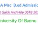 M.A Msc Admission Best Guide And Help USTB 2022